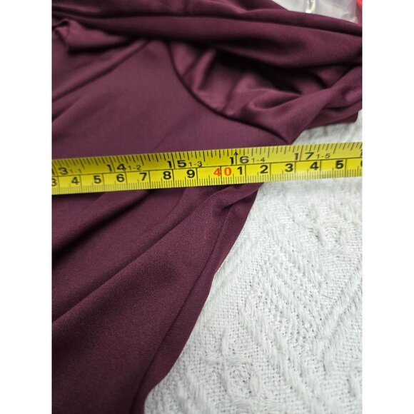 Koh Koh Womens Long Sleeve Wrap Maxi Dress Burgundy Polyester Size M - Picture 4 of 7